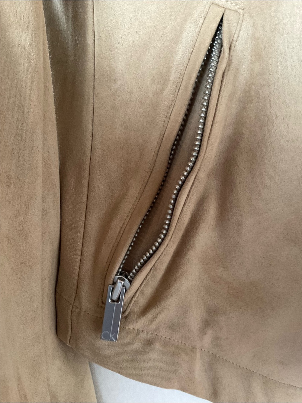 Calvin Klein Jeans Faux Suede Drape Front Jacket Large - Picture 10 of 10